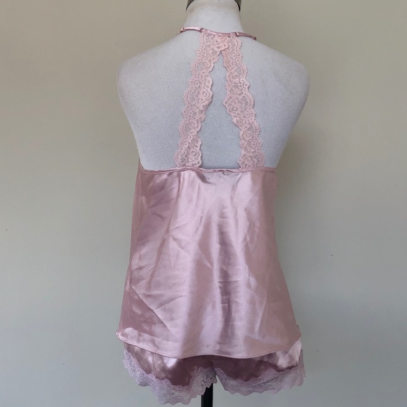 Pink Nightie Set Extra Small Pink Satin White Lace Internat'l Concepts Intimates - Picture 8 of 10